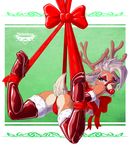  bdsm blonde_hair blue_eyes bondage boots bound butt cervine ear_piercing female fur gag hair high_heels horn lingerie mammal notorious84 piercing reindeer ribbons solo tan_fur 