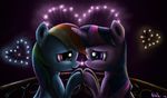  blue_fur couple duo equine eye_contact female feral fireworks friendship_is_magic fur hair hi_res horn horse mammal multi-colored_hair my_little_pony neko-me pegasus pony purple_eyes purple_fur railing rainbow_dash_(mlp) rainbow_hair signature twilight_sparkle_(mlp) unicorn wings 