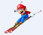  1boy lowres male male_focus mario mario_&amp;_sonic_at_the_olympic_games mario_&amp;_sonic_at_the_olympic_winter_games official_art skiing super_mario_bros. 