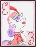  &lt;3 card cardstock dress equine friendship_is_magic hair horn horse mammal my_little_pony playing_card pony singing smile sweetie_belle_(mlp) three unicorn 
