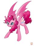  bat_pony bat_wing bat_wings blue_eyes cutie_mark equine fangs female feral friendship_is_magic fur hair horse long_hair mammal my_little_pony norang94 open_mouth pegasus pink_fur pink_hair pinkie_pie_(mlp) plain_background pony smile solo wings 