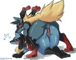  1girl all_fours anthro areola artist_name ass balls big_breasts big_butt blue_fur blush breasts butt clitoris doggystyle duo erection female from_behind fur furry lightsource lucario male mega_evolution mega_lucario mega_pokemon monster nintendo nipples no_humans nude penetration penis pok&#233;mon pok&eacute;mon pokemon pokemon_(game) pokemon_oras pokemon_xy pussy red_eyes sex smile straight tail testicles vaginal vaginal_penetration video_games yellow_eyes 