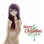  1girl absurdres alternate_hairstyle brown_eyes christmas highres long_hair mitarashi_anko naruto neekochanii purple_hair smile solo 