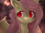  bat_wings cloud clouds equine fangs female feral flutterbat_(mlp) fluttershy_(mlp) friendship_is_magic fur hair horse long_hair mammal marinakirby moon my_little_pony pegasus pink_hair pony red_eyes sky smile solo wings yellow_fur 