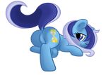  2013 blue_fur blush butt colgate_(mlp) cutie_mark dewlshock equine female friendship_is_magic fur horn horse lying minuette my_little_pony pony solo two_tone_hair unicorn 