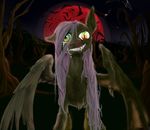  bat_wings crying equine fangs female feral flutterbat_(mlp) fluttershy_(mlp) forest friendship_is_magic fur glowing glowing_eyes gree_eyes green_eyes hair horse iguanodragon long_hair looking_at_viewer mammal my_little_pony night nightmare_fuel open_mouth pegasus pink_hair pony red_eyes sharp_teeth slit_pupils smile tears teeth tree wings yellow_fur 