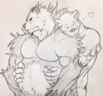  bear embrace gay istani male mammal monochrome nintendo pangoro plain_background pok&#233;mon pok&eacute;mon sketch stan video_games 