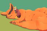  blonde_hair cape headband kurama_(naruto) male multiple_tails naruto naruto_shippuden o96ap short_hair sleeping tail uzumaki_naruto yellow_eyes 