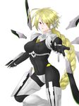  ahoge blazblue blonde_hair bodysuit floating_swords lambda-11 long_hair mecha_musume red_eyes 