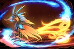  armor avian beak bird blue_eyes claws feather feathers glowing hi_res horus_(puzzle_&amp;_dragons) katoa_shippo looking_at_viewer open_mouth orange_feathers phoenix puzzle_&amp;_dragons solo video_games wings 