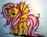  cutie_mark equine fangs female flutterbat_(mlp) fluttershy_(mlp) friendship_is_magic hair horse invalid_tag mammal my_little_pony open_mouth pegasus pink_hair pony red_eyes smile tomek_karo tongue traditional_media vampire vampony wings 