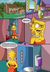  breasts cleavage clothed clothing comic dialog english_text female human kogeikun lisa_simpson mammal marge_simpson necklace text the_simpsons 