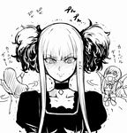  aoki_hagane_no_arpeggio choker dress greyscale kongou_(aoki_hagane_no_arpeggio) long_hair maya_(aoki_hagane_no_arpeggio) monochrome multiple_girls personification short_sleeves sulking teri_terio translated 