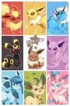 commentary eevee english_commentary espeon fang finni_chang flareon forked_tail gen_1_pokemon gen_2_pokemon gen_4_pokemon gen_6_pokemon glaceon jolteon leaf leafeon no_humans no_pupils one_eye_closed pokemon pokemon_(creature) red_sclera smile sylveon tail umbreon vaporeon 