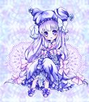  child copyright_request dress frills hair_ribbon hat long_hair purple_eyes purple_hair ribbon saiya sitting solo 