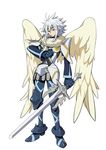 .hack//link 1boy angel_wings armor artist_request balmung_(.hack//) headband knight male_focus official_art solo sword weapon white_hair wings 