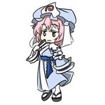  closed_fan fan folding_fan hat pink_hair saigyouji_yuyuko short_hair solo touhou wabi_(wbsk) 