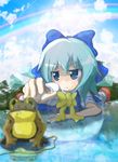  blue_eyes blue_hair cirno frog highres ice namwons solo touhou 