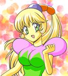  blonde_hair blush fumu_(kirby) green_eyes kirby_(series) lowres nintendo open_mouth ponytail smile solo 