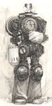  copyright_request gloves hat monochrome no_humans original robot sepia solo steampunk tsukushi_akihito 