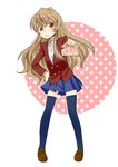  aisaka_taiga bad_id bad_pixiv_id brown_eyes brown_hair food food_on_face highres hntk long_hair obentou oohashi_high_school_uniform rice rice_on_face school_uniform skirt solo thighhighs toradora! zettai_ryouiki 