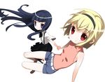  bad_id bad_pixiv_id blonde_hair blue_hair child flat_chest furude_rika hairband higurashi_no_naku_koro_ni holding_hands houjou_satoko long_hair multiple_girls purple_eyes red_eyes short_hair shorts smile tensugi_takashi thigh_gap 