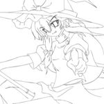  greyscale kirisame_marisa monochrome side_b sketch solo touhou 