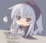  blush chibi dress drunk frills hairband long_hair purple_eyes rikumaru rozen_maiden silver_hair solo suigintou yakult 