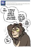  bear blush dialog english_text grin male mammal sloth_bear suggestive text tumblr willy_(artdecade) 