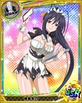  bishop_(chess) black_hair breasts card_(medium) chess_piece cleavage high_school_dxd himejima_akeno large_breasts maid non-web_source notepad official_art ponytail purple_eyes solo torn_clothes trading_card tray 
