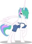  alpha_channel equine female friendship_is_magic hair hi_res horn horse mammal multi-colored_hair my_little_pony overalls pony princess_celestia_(mlp) purple_eyes short_hair solo up1ter winged_unicorn wings 