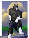  abs angus anthro balls bgn biceps body_hair brave_(disney) clydesdale disney equine flaccid fur happy_trail hills horse irish kilt looking_at_viewer male mammal muscles nipples nude outside pecs penis pose solo sporran topless uncut water 