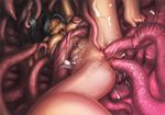  blue_eyes breasts censored clitoris clothing cum double_penetration elf female fondling hair nipples nude open_mouth penetration pussy tentacles torn_clothing unknown_artist vaginal winch 