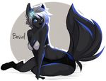  &lt;3 aimi anthro besial black_fur blue_eyes blush bra breasts canine crouching cute female fur hair looking_at_viewer mammal skirt smile solo underwear white_hair 