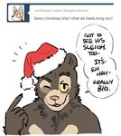  bear christmas cute dialog english_text hat holidays looking_at_viewer male mammal one_eye_closed santa_hat sloth_bear suggestive text tumblr willy_(artdecade) wink 