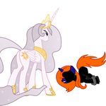  blindfold blue_body bondage bound crown cutie_mark equine friendship_is_magic hair heart_taker horn horse mammal my_little_pony orange_hair original_character plain_background pony princess_celestia_(mlp) princess_molestia_(mlp) shackle spartanpony unicorn white_background winged_unicorn wings 