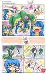  +_+ 1girl 4koma @_@ absurdres animal_ears animal_hood artist_name artoria_pendragon_(all) bespectacled blue_eyes blue_hair blush bunny bunny_ears casual coat comic commentary cosplay crying date_a_live english excalibur eyepatch fate_(series) glasses greenteaneko hand_puppet hat highres hood kantai_collection kuriyama_mirai kuriyama_mirai_(cosplay) kyoukai_no_kanata long_hair open_mouth puppet red-framed_eyewear saber saber_(cosplay) sparkle speech_bubble stuffed_animal stuffed_bunny stuffed_toy sword translation_request watermark weapon web_address yoshino_(date_a_live) yoshinon 