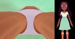  1girl 3d bow bow_panties bra connie_maheswaran dark_skin dress embarrassed from_below glasses green_dress multiple_views panties pantyshot pink_panties steven_universe underwear upskirt yellow_top 