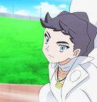  1girl animated animated_gif blue_eyes brown_hair carnet_(pokemon) coat collar collarbone ears jewelry lowres necklace pokemon pokemon_(anime) pokemon_(game) pokemon_champion pokemon_xy short_hair solo 