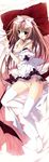  1girl absurdres blue_eyes blush bow breasts copyright_request dakimakura dress dress_pull drooling fixed hair_bow highres huge_filesize inugami_kira legs long_image nipples no_panties pillow pink_hair pussy_juice skirt skirt_lift solo tall_image thighhighs white_legwear wrist_cuffs 