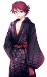  blue_eyes floral_print folded_ponytail japanese_clothes kimono male_focus momofukki red_hair solo umineko_no_naku_koro_ni unmoving_pattern ushiromiya_battler 