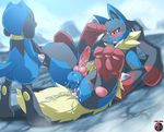  _mega_lucario after_sex animal_genitalia anthro balls barefoot blush butt canine_penis cum cum_in_ass cum_inside cum_on_butt digitigrade erection fur gay hindpaw kivwolf knot lucario male mega_evolution mega_lucario nintendo nude orgasm outside pawpads paws penis pok&#233;mon pok&eacute;mon riolu size_difference small_dom_big_sub soles standing toes video_games young 