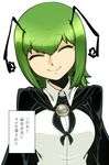  antennae breasts cape closed_eyes evil_smile green_hair short_hair smile solo space_jin they_had_lots_of_sex_afterwards touhou translated wriggle_nightbug 