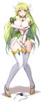  :o absurdres bare_shoulders black_panties blush boots breasts covering covering_breasts curvy detached_collar elbow_gloves elf elsword full_body gloves grand_archer_(elsword) green_eyes green_hair high_heels highres knees_together_feet_apart knees_touching large_breasts legs long_hair long_legs looking_at_viewer navel panties panties_removed pointy_ears puffy_sleeves rena_(elsword) side-tie_panties simple_background snowball22 solo standing thigh_boots thigh_gap thighhighs thighs torn_clothes underwear very_long_hair white_background white_gloves white_legwear wide_hips 