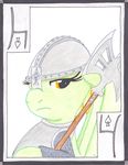  &#9824; card cardstock equine four four_of_spades friendship_is_magic frown fur green_fur hair halberd horse lightning_dust_(mlp) mammal my_little_pony orange_eyes orange_hair pegasus playing_card polearm spade the1king weapon wings 