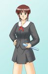  1girl curvy female school_uniform sentihistory solo 