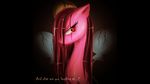  balloons english_text equine female feral friendship_is_magic frown fur hair hi_res horse kinglyms long_hair looking_at_viewer mammal my_little_pony pink_fur pink_hair pinkamena_(mlp) pinkie_pie_(mlp) pony portrait red_eyes solo text 
