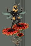  antennae arthropod bee breasts claws digitigrade female flower fur fuzzy hands_on_hips insect multi_limb multiple_arms nude pussy solo stinger wings 