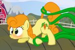  blush carrot_top_(mlp) cutie_mark equine female friendship_is_magic fur green_eyes hair horse mammal my_little_pony orange_hair outside pony tentacles yellow_fur 