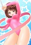  bad_id bad_pixiv_id brown_eyes brown_hair girlfriend_(kari) gymnast_leotard gymnastics gymnastics_ribbon leotard pink_leotard ribbon shiina_kokomi short_hair yasuto_(eria151) 